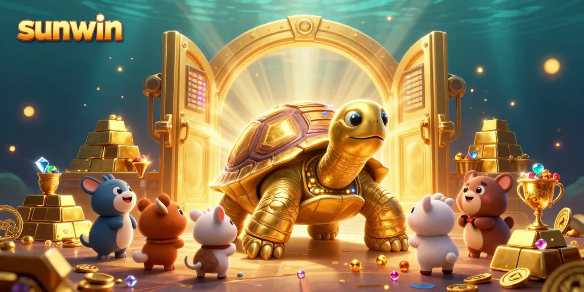 Experience thrilling gameplay at sunwin with a vibrant illustration of a golden tortoise pinball machine.