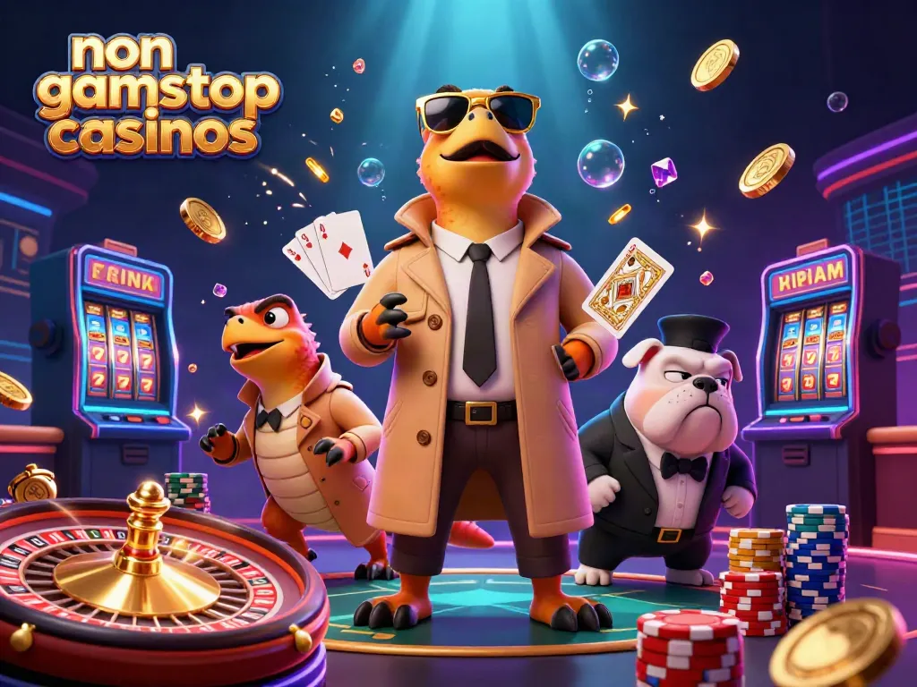 Experience the thrill of non Gamstop casinos in this vibrant 3D illustration.