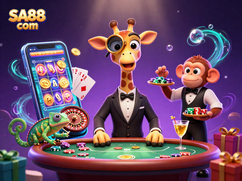 Experience thrilling wins with SA88 com at this vibrant casino scene featuring exciting game elements.