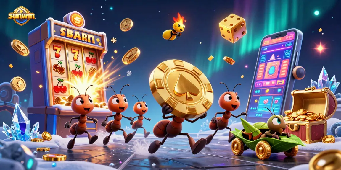 Play and win at sunwin with a heist team carrying a giant poker chip amidst casino chaos.