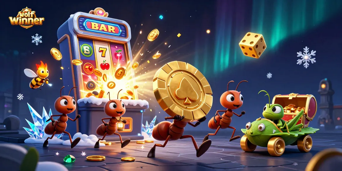 Join the wolfwinner team of animated ants in a thrilling casino heist filled with jackpot surprises and fiery excitement.